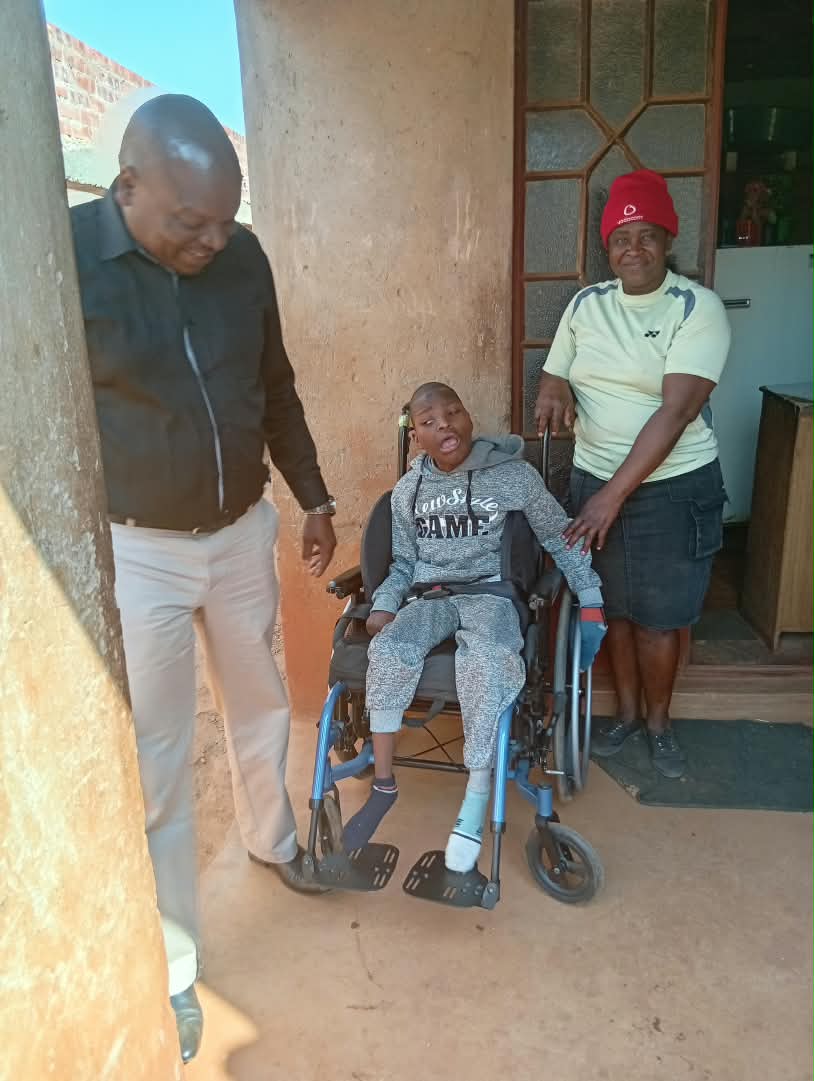 Wheelchair donated to a child with a disability in Harare